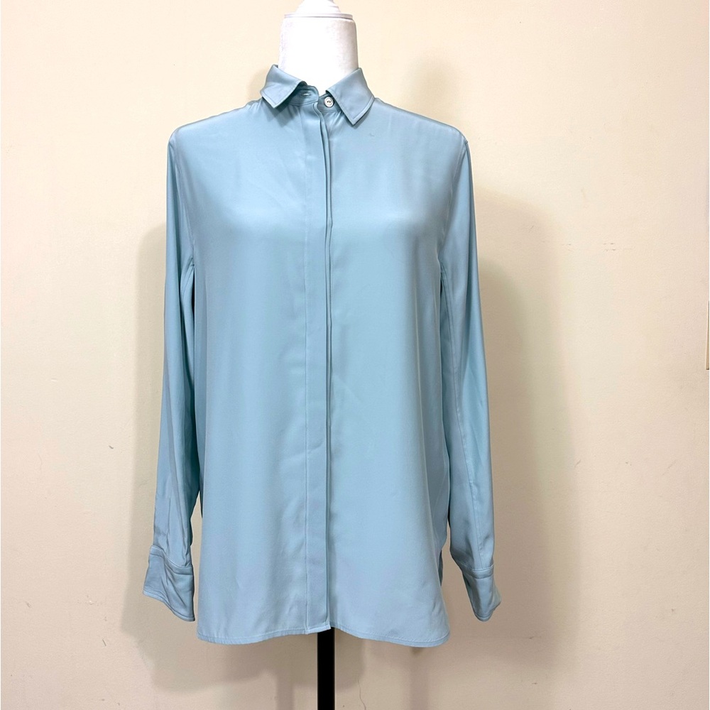 EUC FLAWLESS rag & bone Pure Silk Hidden Buttons Up Long Sleeves Shirt Top S/M - Picture 1 of 15